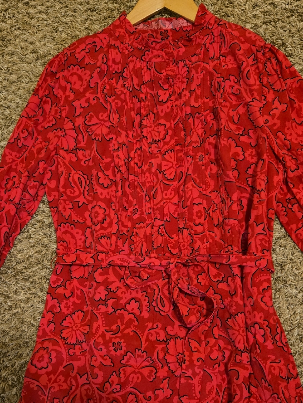 Hobbs London Red Floral Maxi Dress with Tie Waist